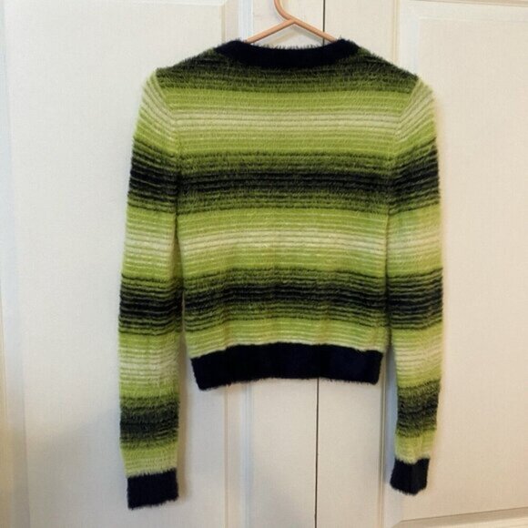 Aritzia Sunday Best Sweater Womens S Eyelash Fuzzy Stripe Crop Long Sleeve - Picture 5 of 6